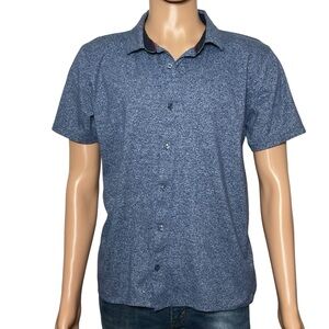 michael brandon men's short sleeve shirt large blue